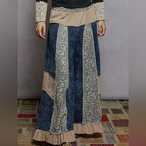 NEW preview drop : Bohemian Denim wide leg ruffle with Leopard Print